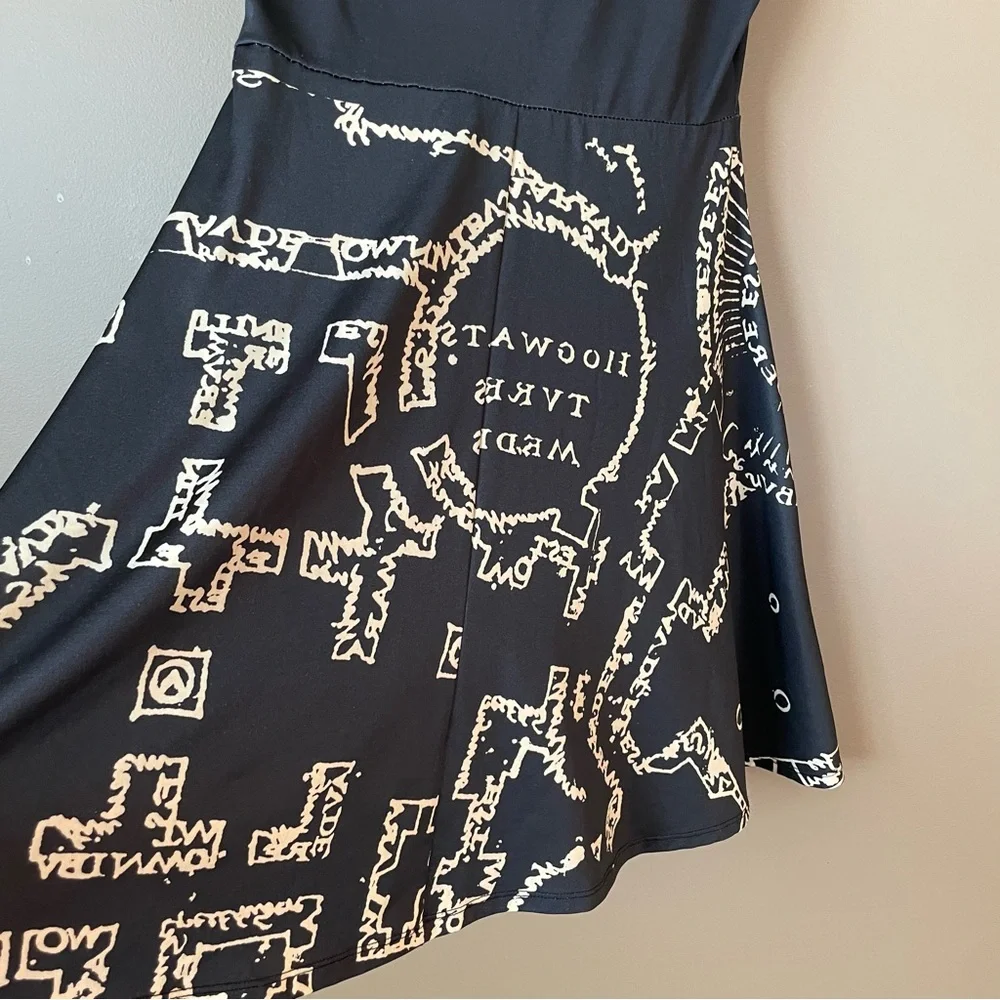 Harry Potter Women's Black Marauder's Map Fit & Flare Tank Dress Size Small - Picture 7 of 13